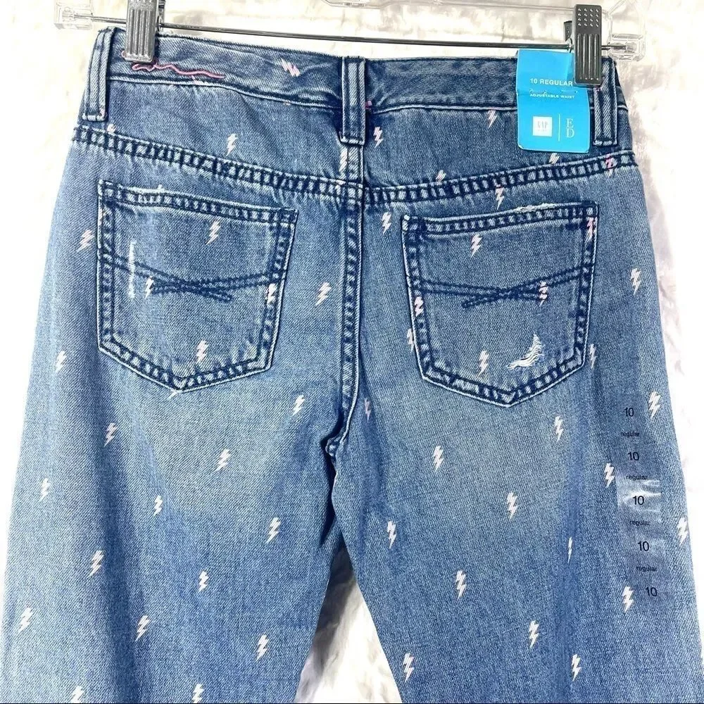 Gap Kids lightning bolt distressed boyfriend jeans